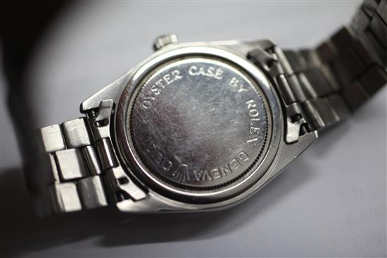 A gentlemans stainless steel Tudor Oysterdate manual wind wrist watch,